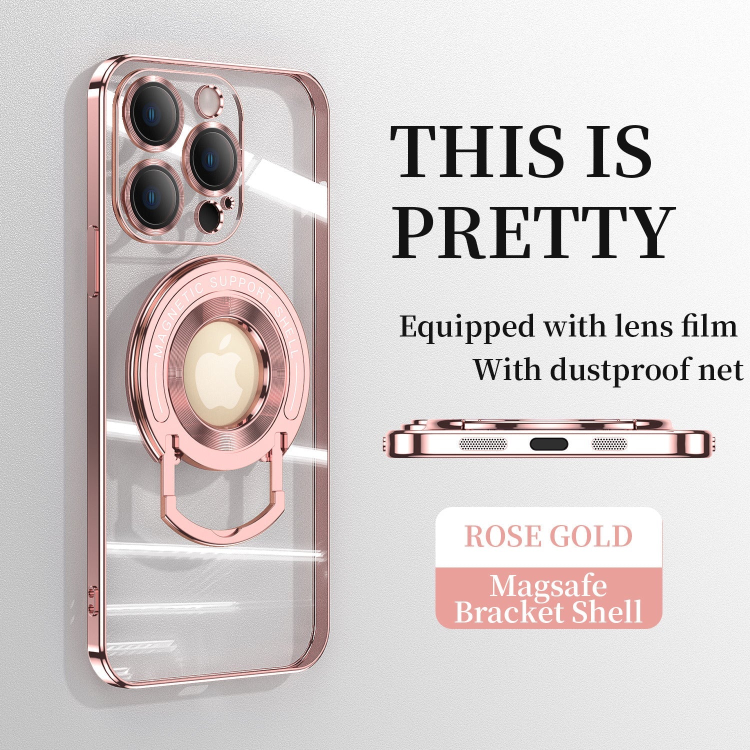 Magnetic Suction Bracket Electroplated Clear Protective Phone Case For iPhone